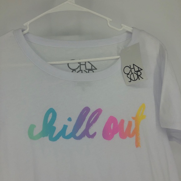 CHASER NWT CHILL OUT T-SHIRT MULTICOLOR WHITE TEE - Picture 4 of 6